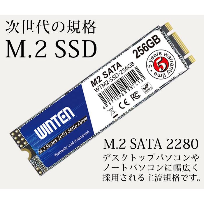WINTEN 内蔵SSD 256GB SSD M.2 5年保証 ドライバー付 Type2280 SATA3
