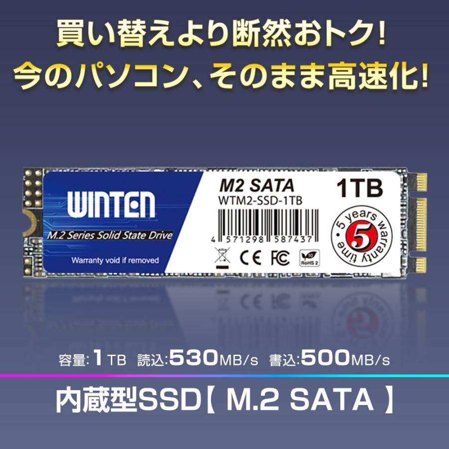 WINTEN 内蔵SSD 1TB SSD M.2 大容量 5年保証 ドライバー付 Type2280