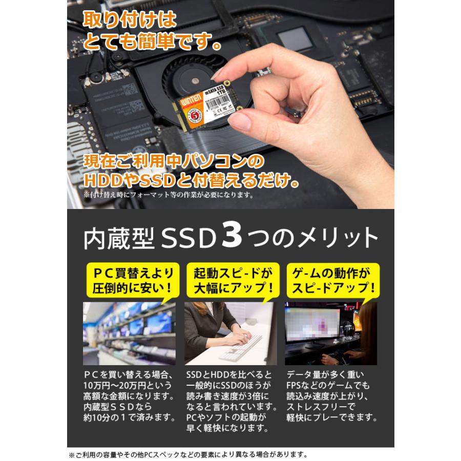 内蔵SSD 1TB SSD mSATA 5年保証 SATA3 6GB/s 3D NAND フラッシュ搭載
