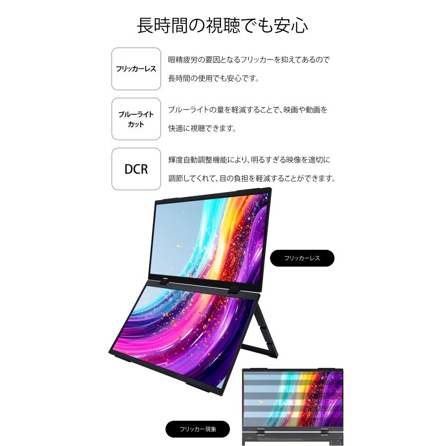WINTEN デュアルモニター 15.6インチ 2画面 1080P フルHD ゲーミング