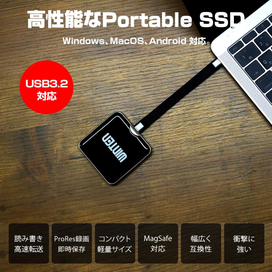 WINTEN 【予約販売】WINTEN 4TB マグネット式 外付け SSD ポータブルSSD 3年保証 Type-C USB3.2 3D ...