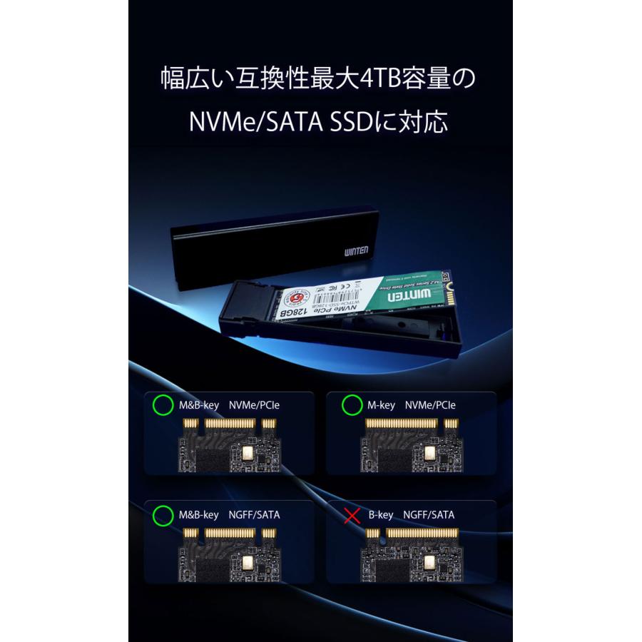 WINTEN 【外付けケースセット】WINTEN SSD M.2 256GB【5年保証】M.2