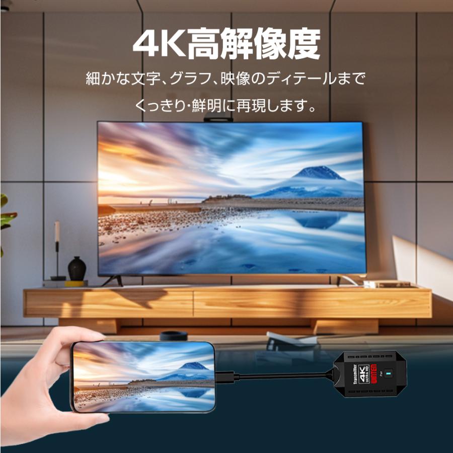 【P5倍】WINTEN ワイヤレス HDMI 映像 送受信機 4K@30Hz 無線 変換付 PC ワイヤレスアダプター モニター 伝達 WTHL-WIFI4K-BK 6387の画像