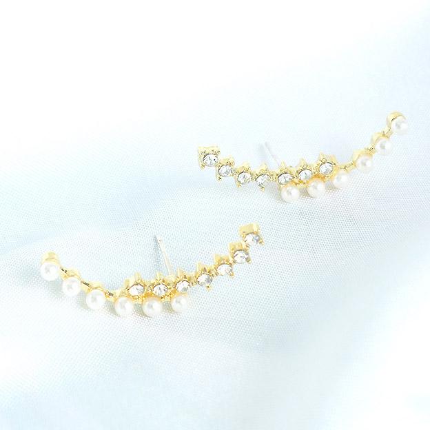 ピアス 18金 仕上げ アレルギー対応 パール CZダイヤ 韓国ファッション アクセサリー 誕生日 母の日 プレゼント | 