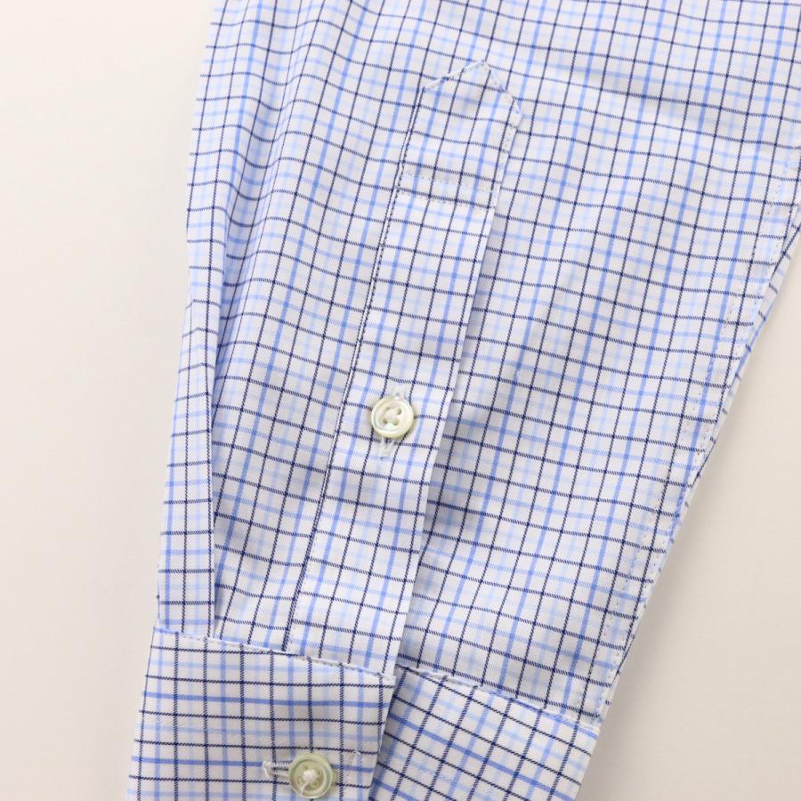 ワイシャツ ウィンザーノット WindsorKnot ボタンダウンカラー ブルー チェック イージーケア 綿100% 日本製 スリム | 父の日 結婚式 ギフト｜windsorknot｜05