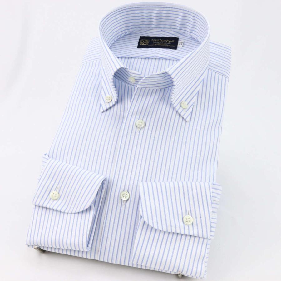 ワイシャツ ボタンダウン ブルー ストライプ イージーケア 綿100% 日本製 メンズ 長袖 ドレスシャツ ウィンザーノット Windsorknot | 父の日 就職祝い ギフト｜windsorknot｜02