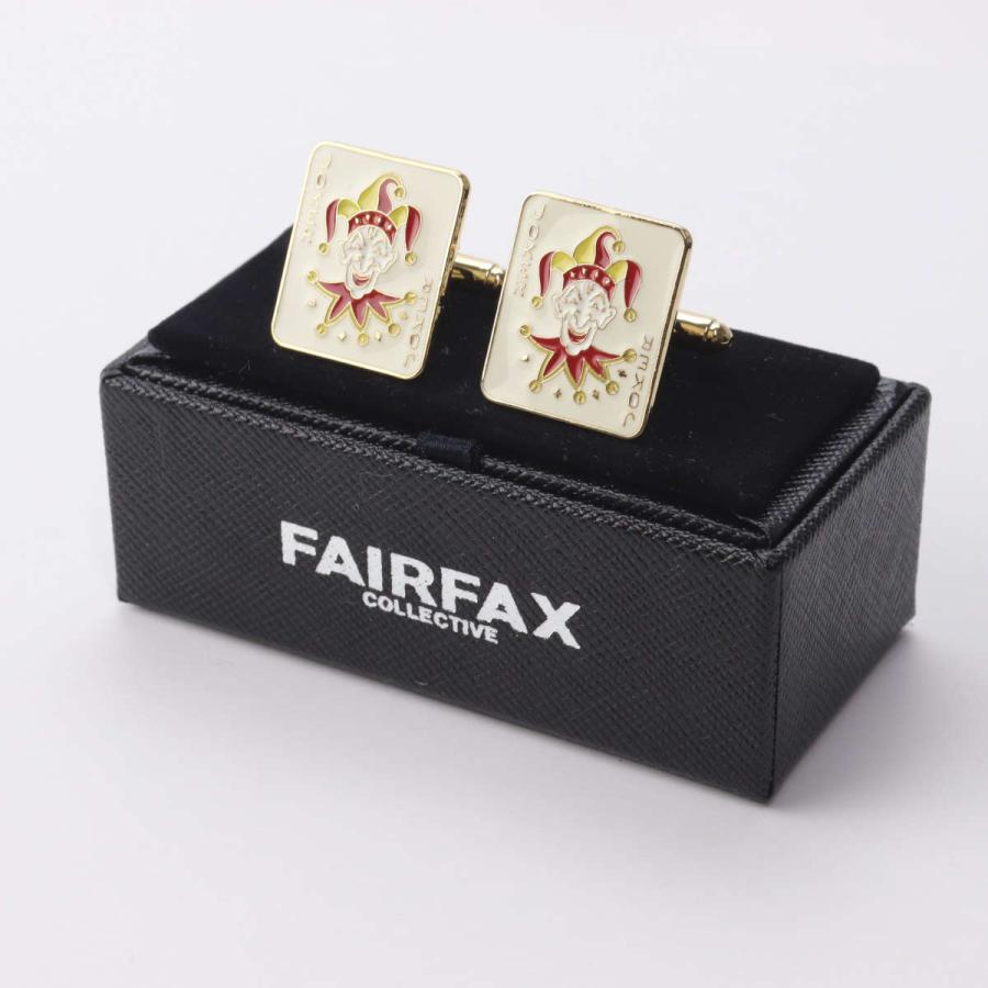 フェアファクス FAIRFAX カフスボタン トランプ ジョーカー柄 ケース付 オフホワイト アメリカ製 カフリンクス レバー式 | ブランド 結婚式 プレゼント 父の日の画像