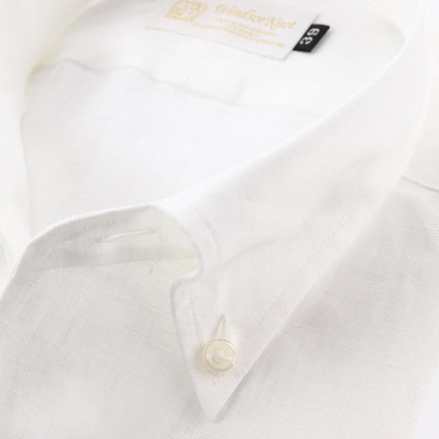 ワイシャツ ウィンザーノット 半袖 リネン ボタンダウン ワンピース