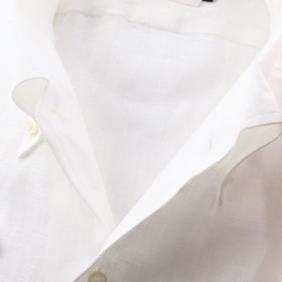 ワイシャツ ウィンザーノット 半袖 リネン ボタンダウン ワンピース