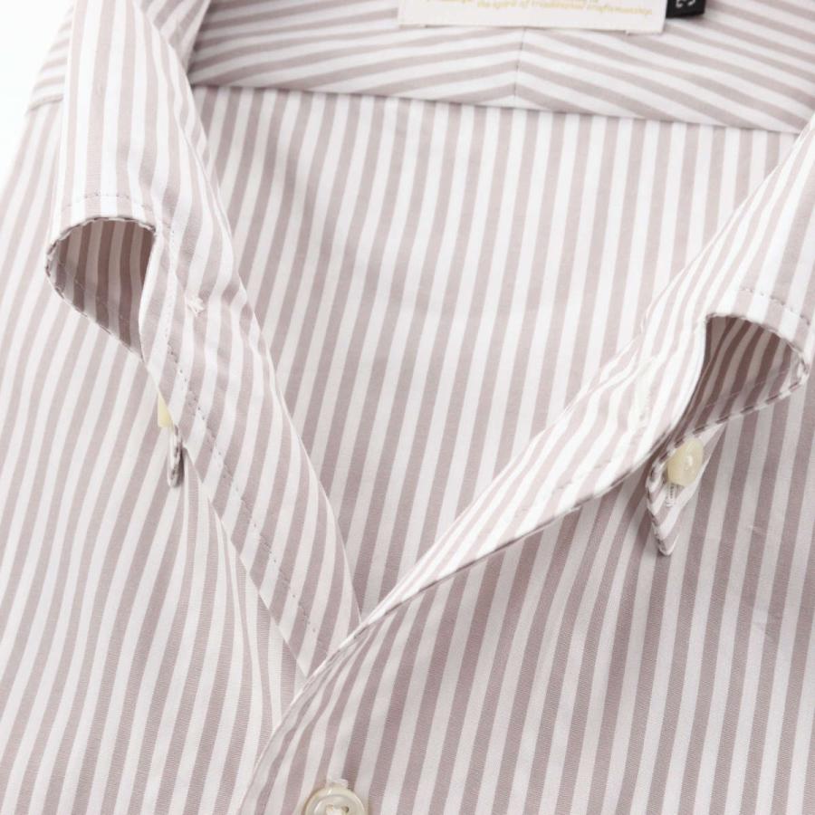 ワイシャツ ウィンザーノット イタリアンカラー シャツ ボタンダウン ワンピースカラー ベージュ ロンドンストライプ 日本製 綿100 | 父の日｜windsorknot｜05