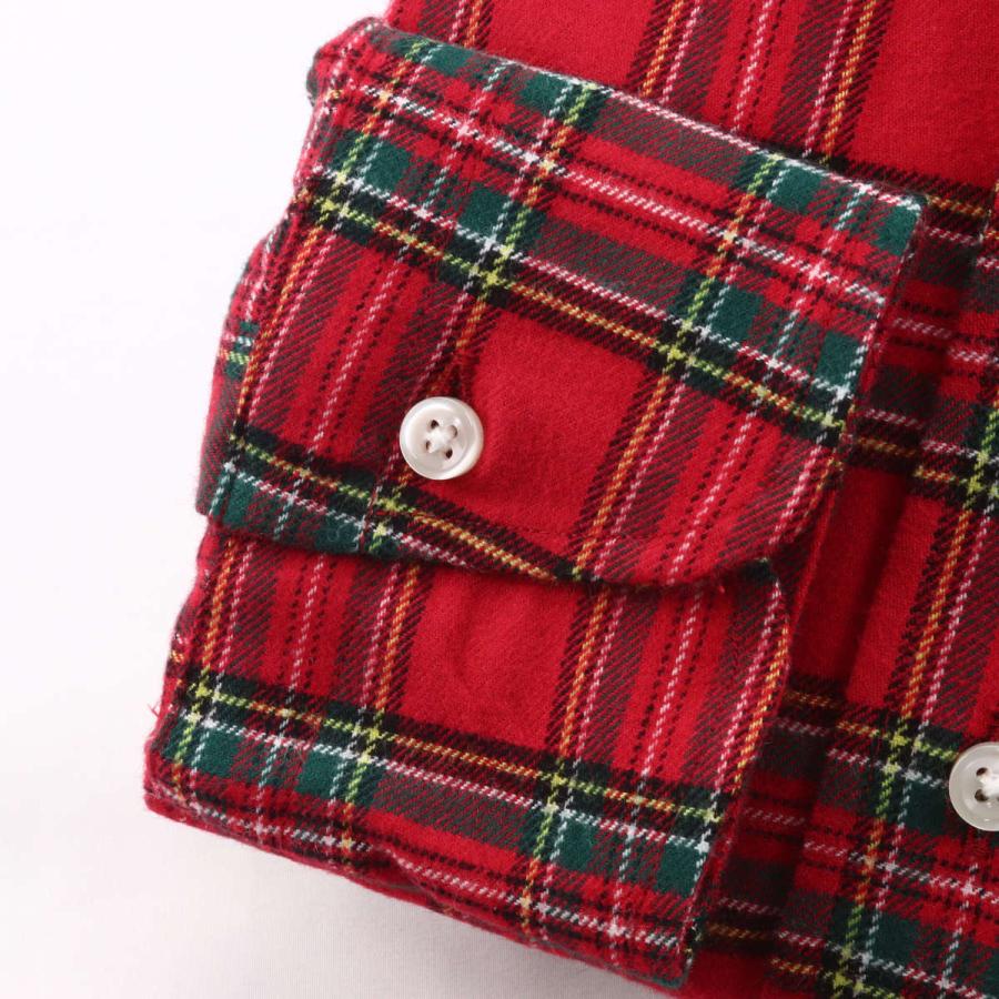 ワイシャツ ウィンザーノット イタリアンカラーシャツ フラノ タータン