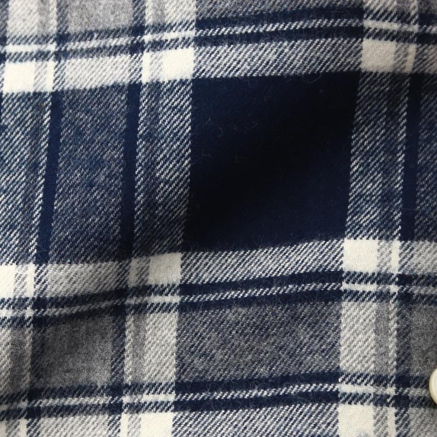 アウトレット ワイシャツ ウィンザーノット イタリアンカラーシャツ フラノ タータンチェック 紺 起毛 ラウンド ワンピースカラー 日本製 綿100% | 父の日｜windsorknot｜06