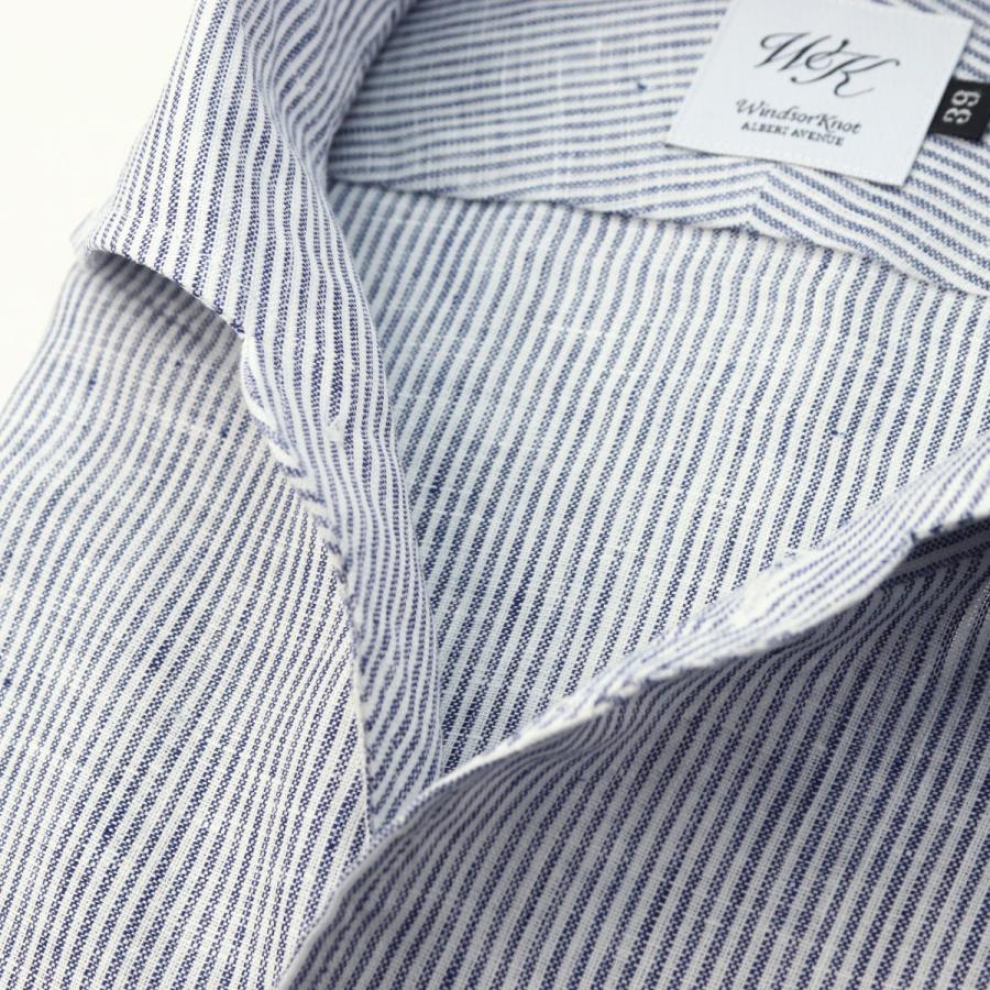 ワイシャツ ウィンザーノット WindsorKnot リネン ホリゾンタルワイド ワンピースカラーシャツ 日本製 麻100% スリム イタリアンカラー 長袖 | 父の日｜windsorknot｜04