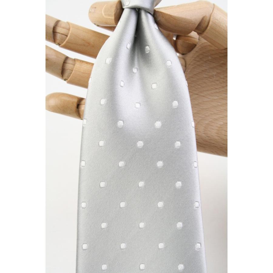 ネクタイ シルク シルバーグレイ ドット 織り無地 フォーマルタイ