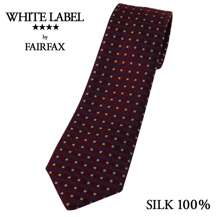 (フェアファクス) FAIRFAX 小紋柄 ネクタイ ジオメトリック ジャガード レッド シルク100% 日本製|父の日 結婚式 ギフト