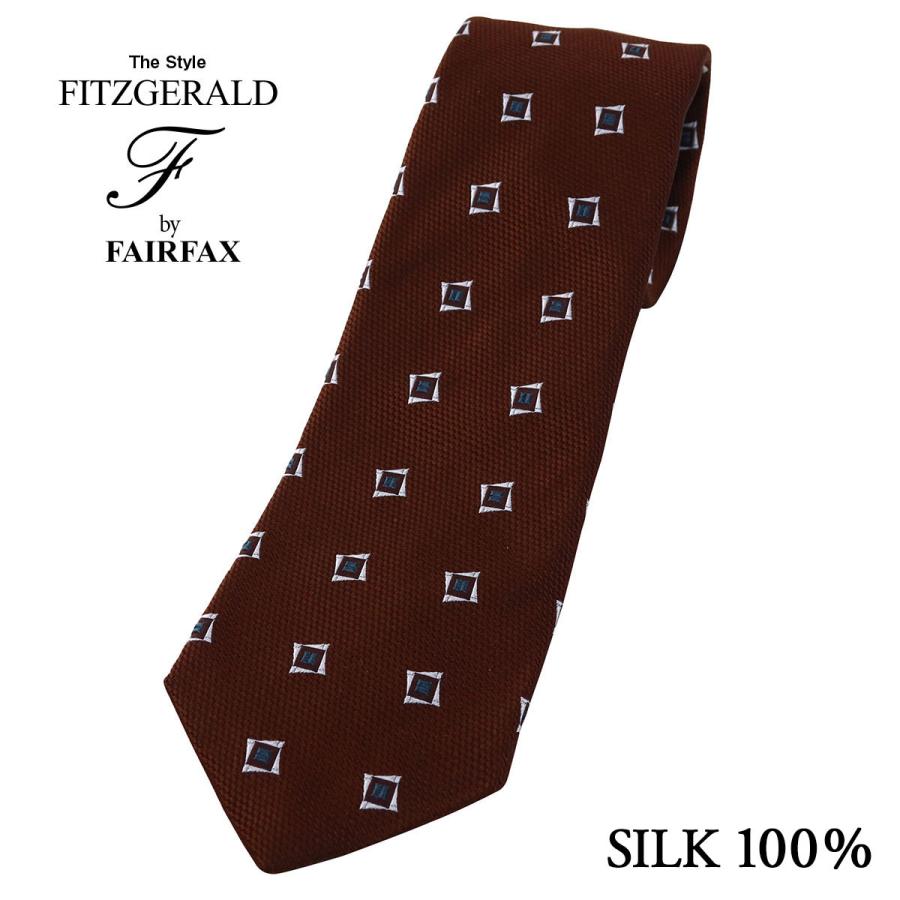 (フェアファクス) FAIRFAX レトロクラシック 小紋 ネクタイ ブラウン シルク100％ 日本製 ヴィンテージ調|父の日 結婚式 ギフト
