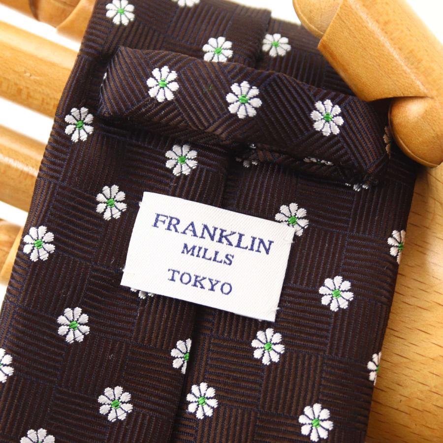 ネクタイ ビジネス ブランド FRANKLIN MILLS フランクリンミルズ 小紋 ブラウン 茶 シルク100% 日本製 メンズ 花柄 | 父の日 卒業式 就職祝い プレゼント｜windsorknot｜03