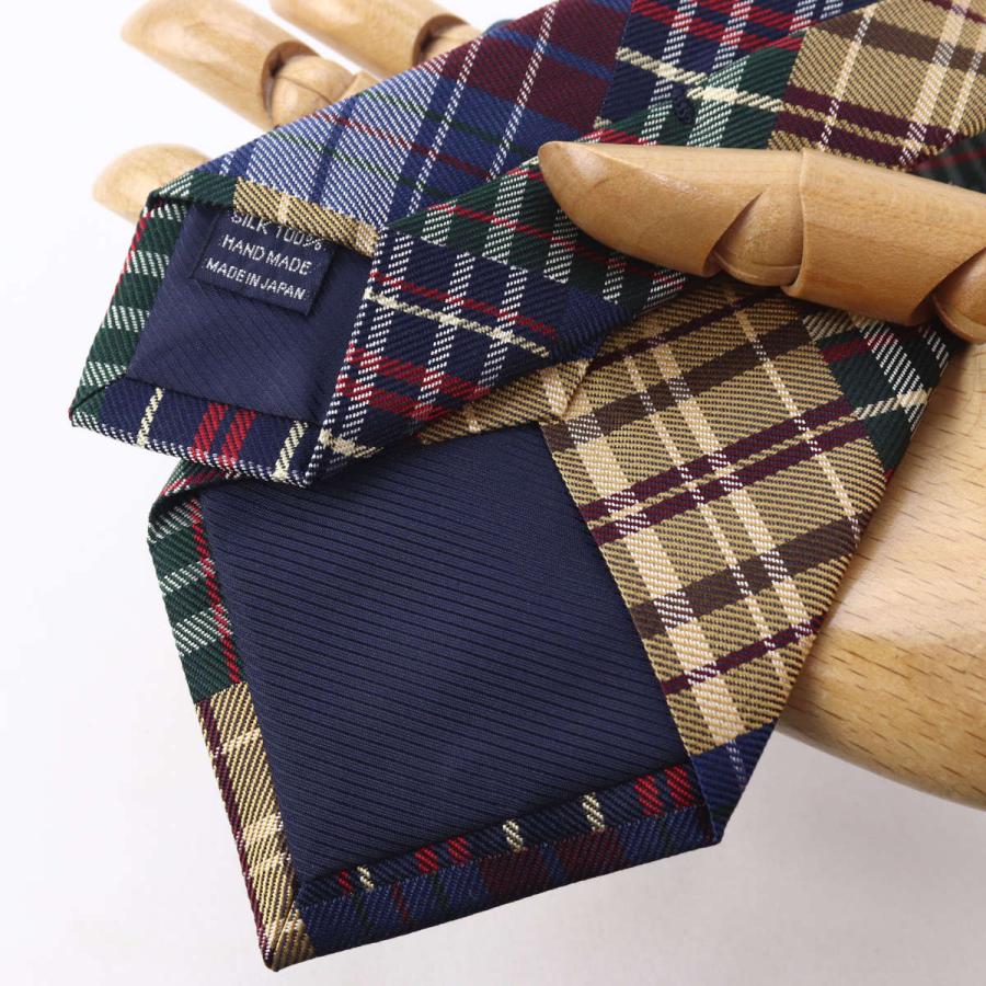 FAIRFAX（フェアファクス） ネクタイ パッチワーク風チェック ネイビー