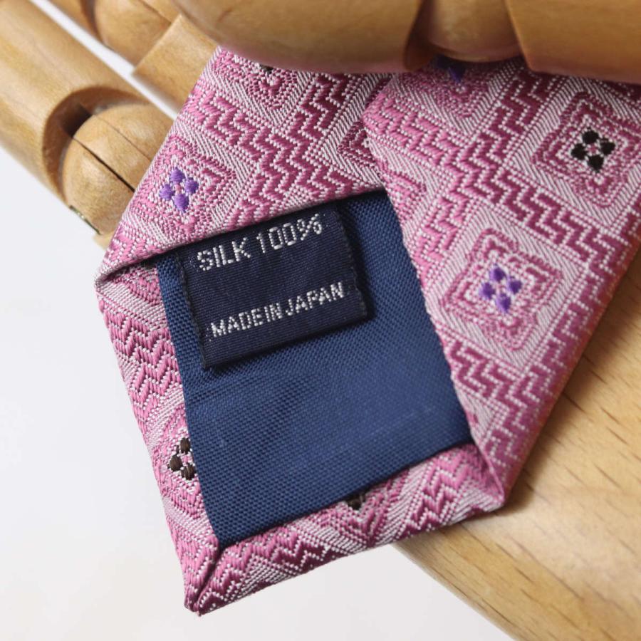 フェアファクス FAIRFAX ネクタイ 小紋 ヘリンボーン＆格子柄 ピンク シルク100% 日本製 メンズ レジメンタルタイ | ブランド 結婚式 プレゼント 父の日_6