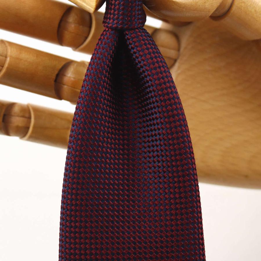 ネクタイ シルク バスケット織ソリッド ナロータイ レッド系 シルク100  