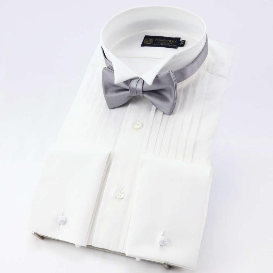 ワイシャツ メンズ ウィングカラー ダブルカフス 白無地 日本製 綿100