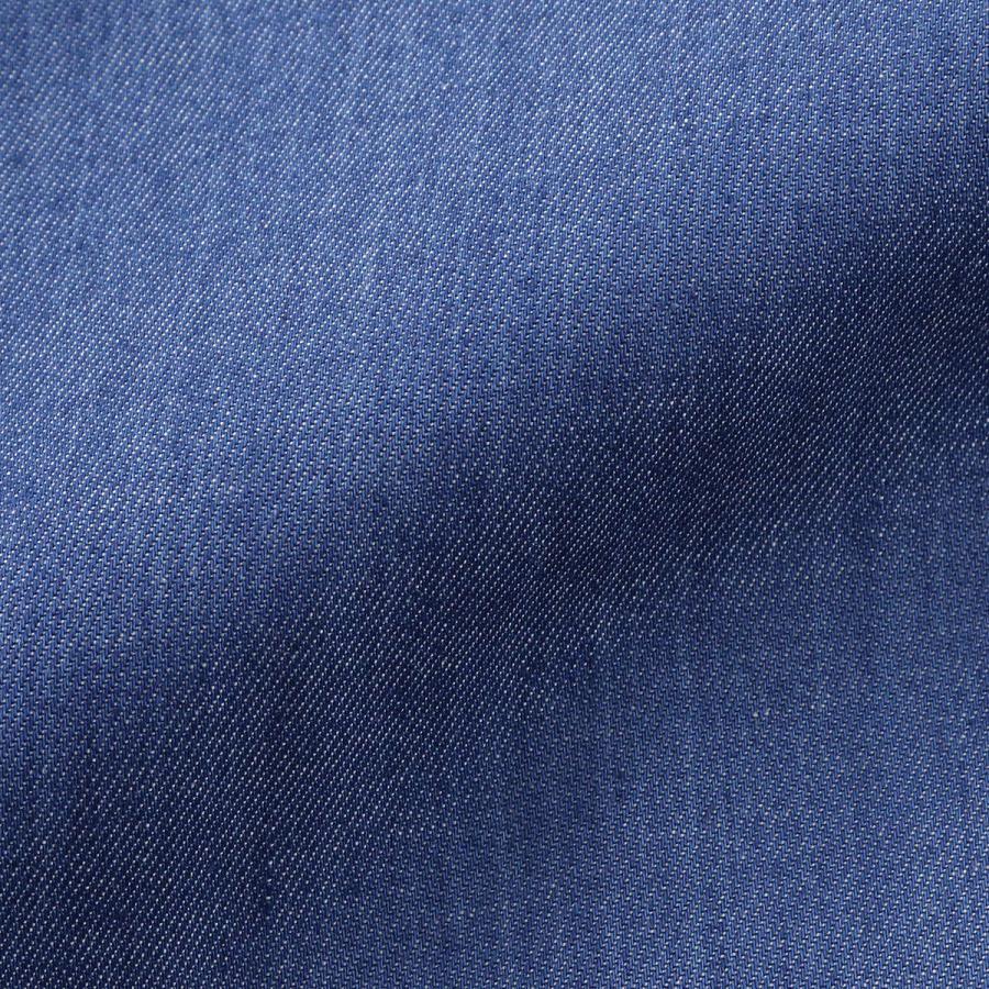 ワイシャツ デニム ピンホールカラー ブルー 細身 日本製 綿100
