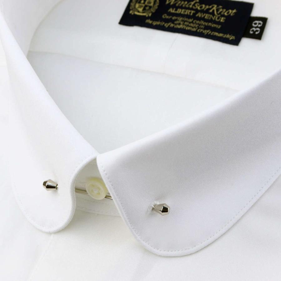 ワイシャツ ウィンザーノット ラウンドピンホールカラー ダブルカフス 白無地 100番手双糸 ブロード 綿100% 日本製 |バレンタイン プレゼント 祝い |  | 02