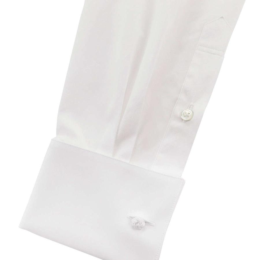 ワイシャツ ウィンザーノット ラウンドピンホールカラー ダブルカフス 白無地 100番手双糸 ブロード 綿100% 日本製 |バレンタイン プレゼント 祝い |  | 04