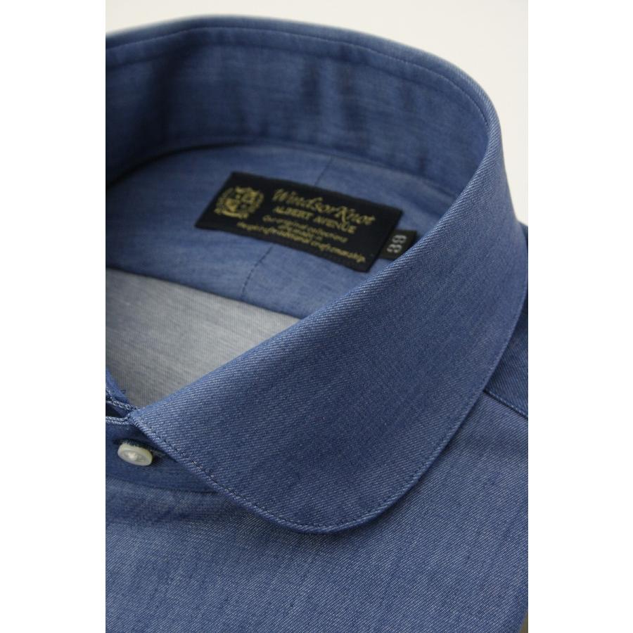 ワイシャツ デニム ラウンドカラー ブルー 細身 日本製 綿100% ウィンザーノット Windsorknot | 父の日 結婚式 ギフト メンズ｜windsorknot｜03