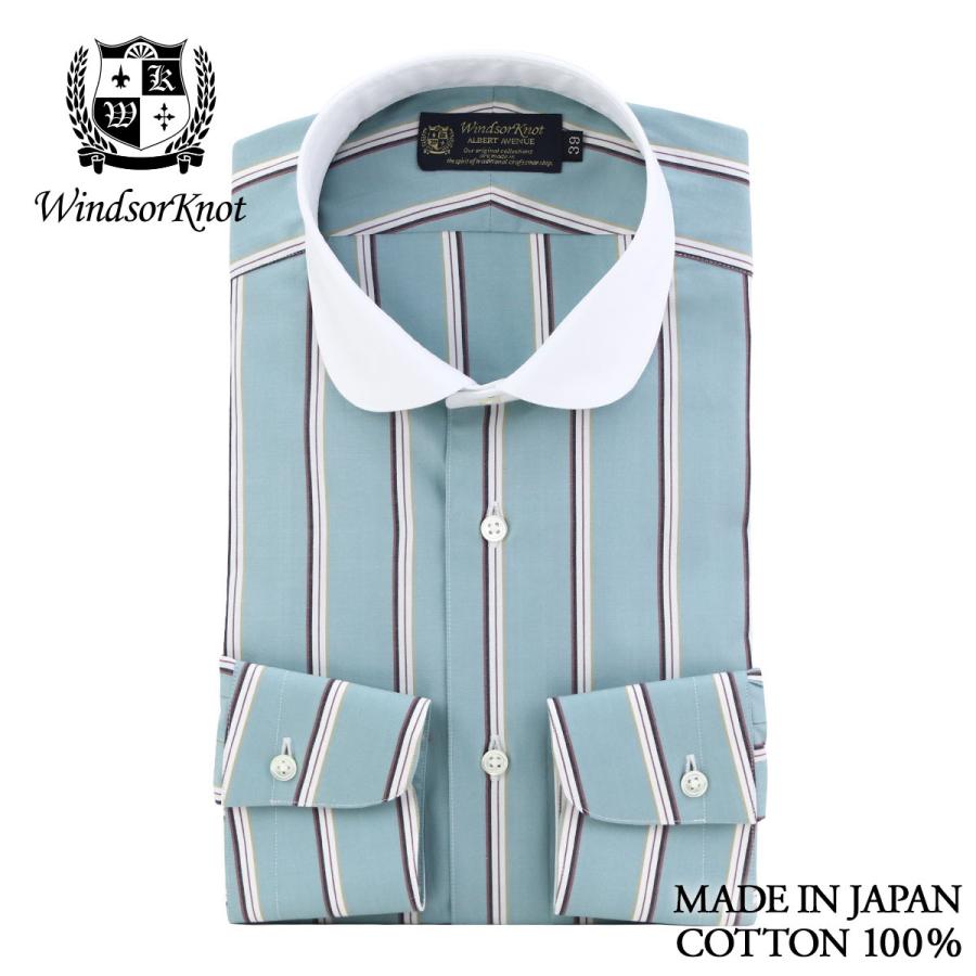 ウィンザーノット Windsorknot ラウンドカラー クレリック ドレスシャツ ブルーグリーン スモーキー ストライプ 綿100 日本製 スリム 結婚式 ギフト Rd4710 ドレスシャツshopウィンザーノット 通販 Yahoo ショッピング