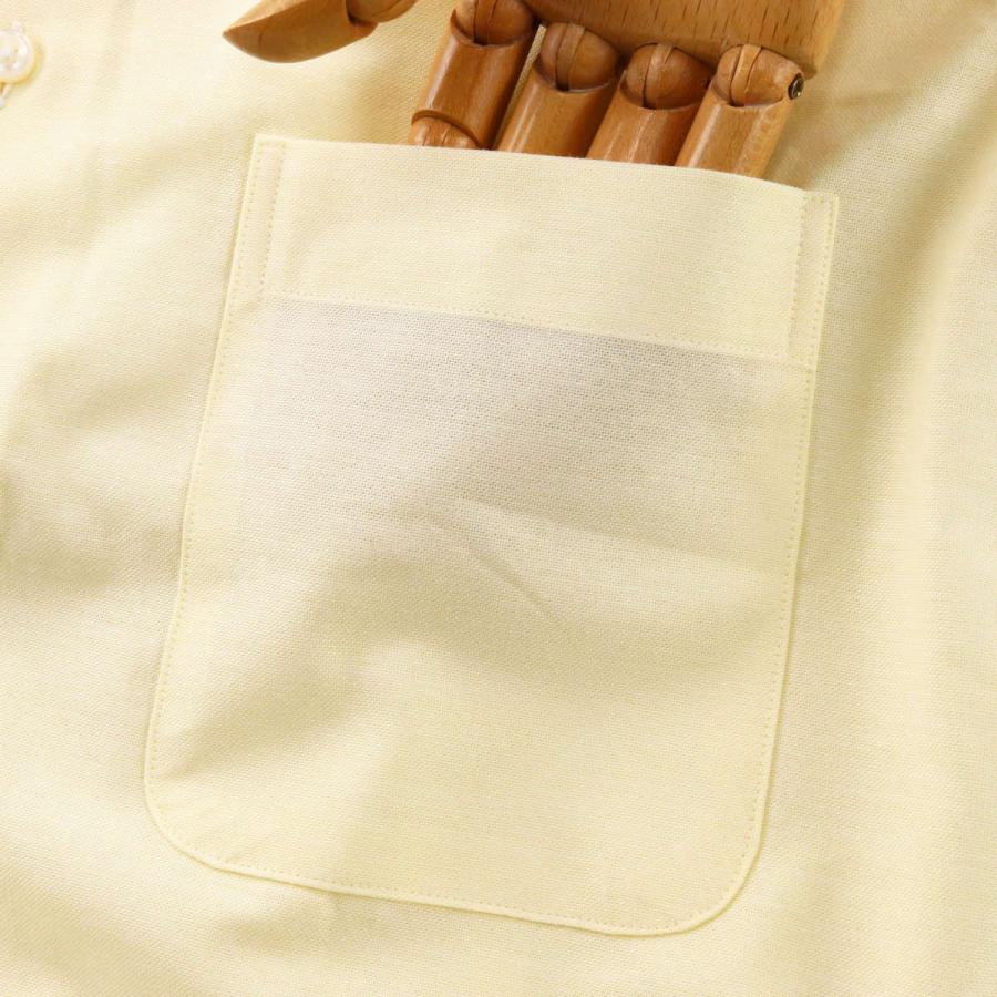 ワイシャツ クレリック ラウンドカラー オックス イエロー 長袖 日本製