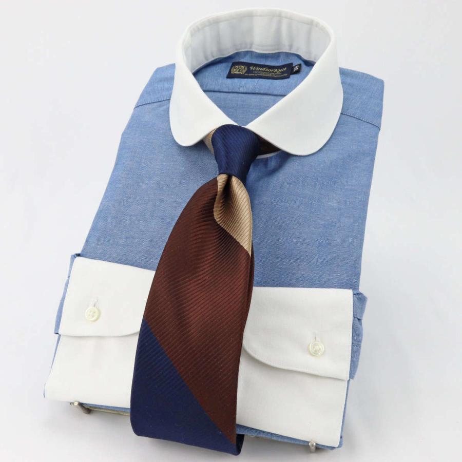 ワイシャツ ラウンドカラー クレリック ダンガリー ブルー 長袖 メンズ 日本製 綿100% ウィンザーノット WindsorKnot ビジネス ドレスシャツ | 父の日 |  | 01