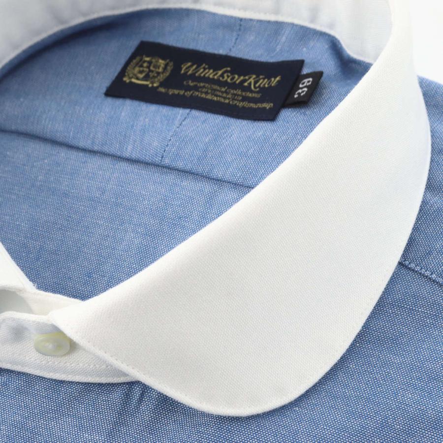 ワイシャツ ラウンドカラー クレリック ダンガリー ブルー 長袖 メンズ 日本製 綿100% ウィンザーノット WindsorKnot ビジネス ドレスシャツ | 父の日 |  | 02