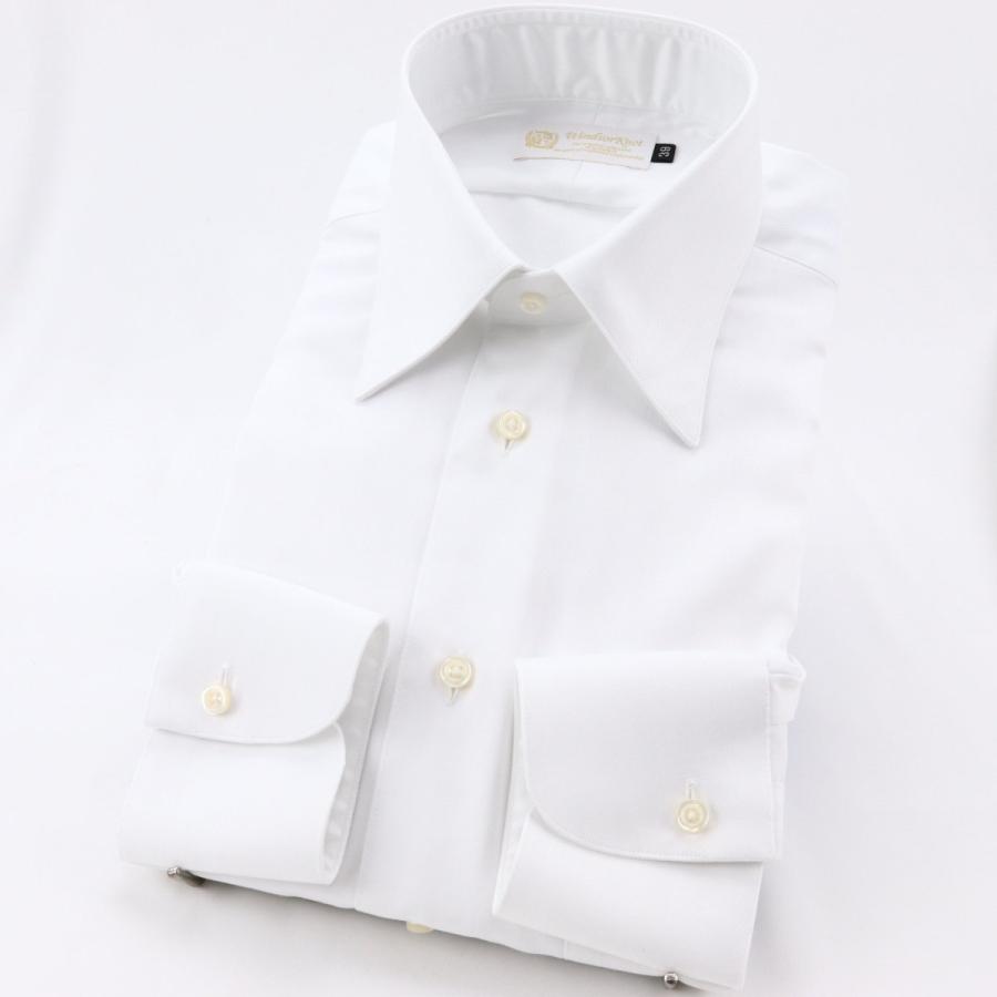 ワイシャツ ウィンザーノット WindsorKnot レギュラーカラー 白無地 ヘリンボーン 長袖 スリム 日本製 イージーケア 綿100% | 父の日 結婚式｜windsorknot｜02