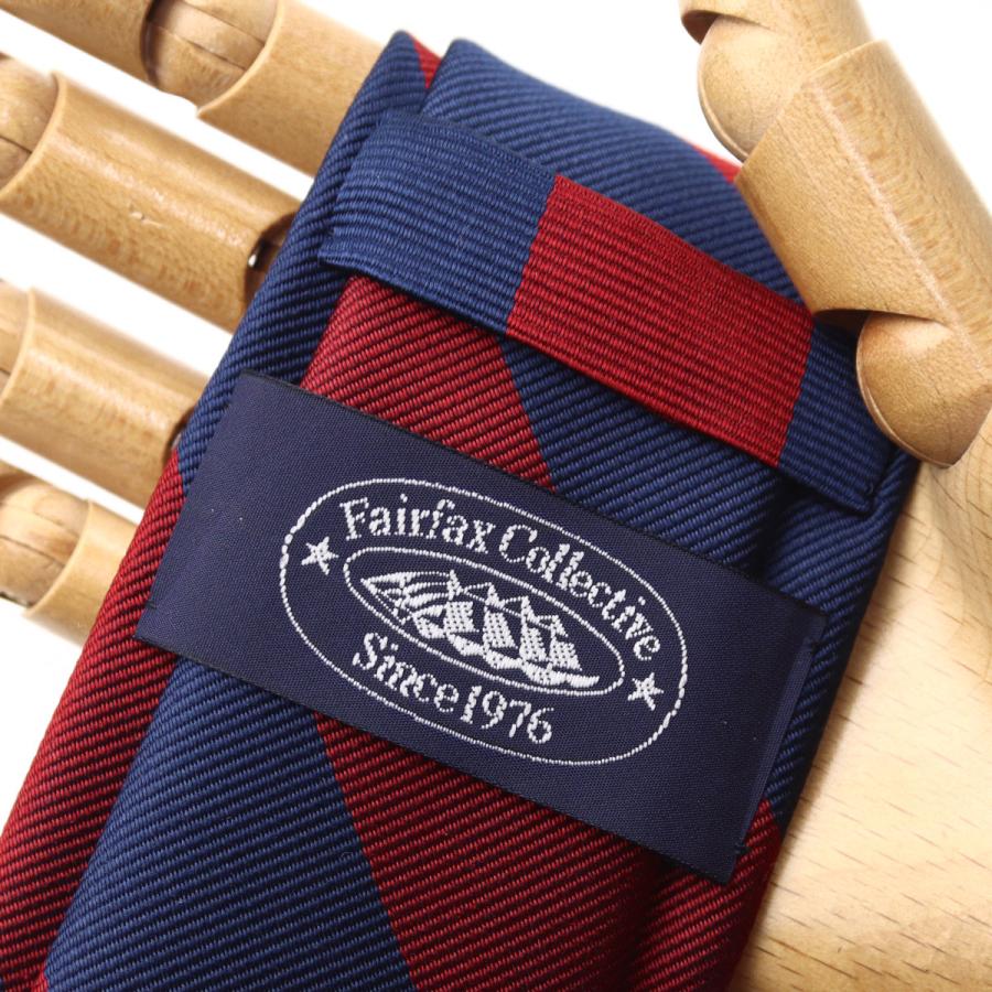 FAIRFAX（フェアファクス） ネクタイ ブロック ストライプ ネイビー 赤