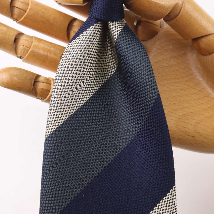 ネクタイ ビジネス ブランド ストライプ グレー ネイビー シルク100