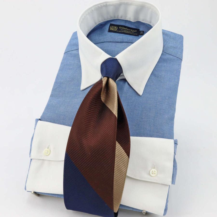 ワイシャツ タブカラー クレリック ダンガリー ブルー 長袖 日本製 綿100% ウィンザーノット WindsorKnot ビジネス ドレスシャツ | ブランド プレゼント 父の日 |  | 01