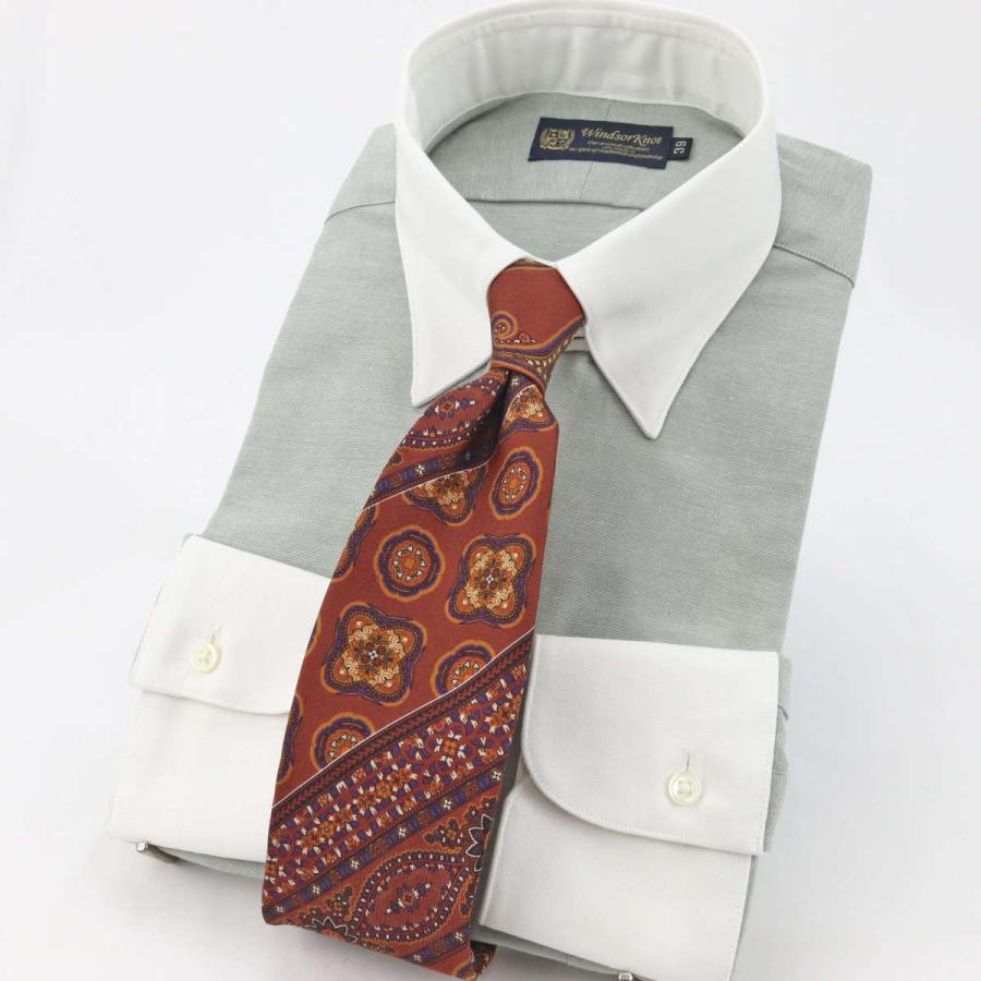 ワイシャツ タブカラー クレリック ダンガリー カーキ 長袖 日本製 綿100% ウィンザーノット WindsorKnot ビジネス ドレスシャツ | ブランド プレゼント 父の日 |  | 01