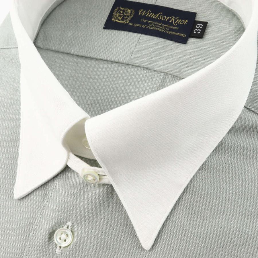ワイシャツ タブカラー クレリック ダンガリー カーキ 長袖 日本製 綿100% ウィンザーノット WindsorKnot ビジネス ドレスシャツ | ブランド プレゼント 父の日 |  | 02