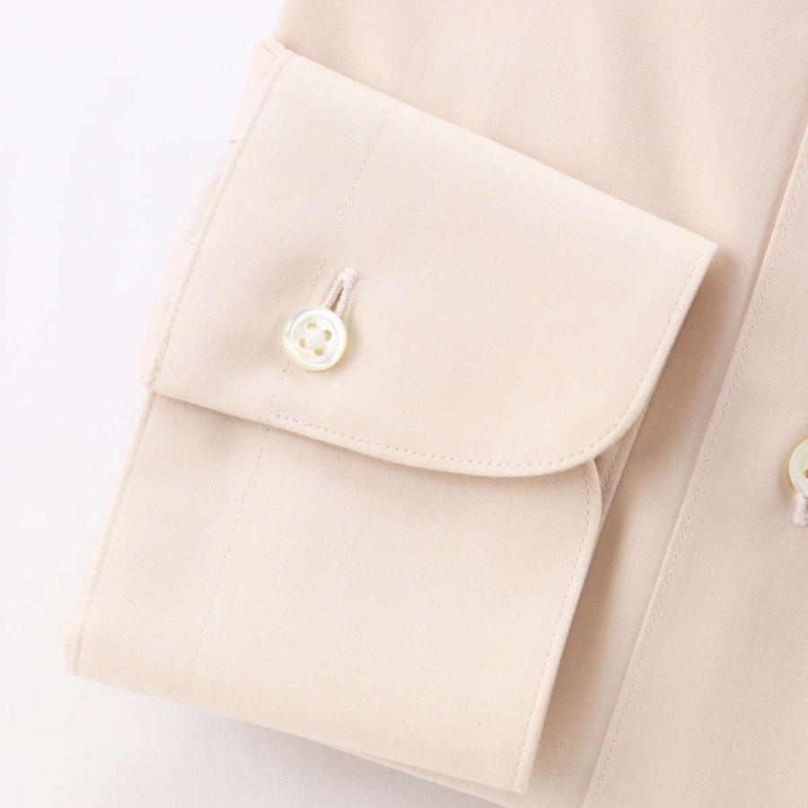 ワイシャツ タブカラー ベージュ 無地 長袖 メンズ 日本製 綿100