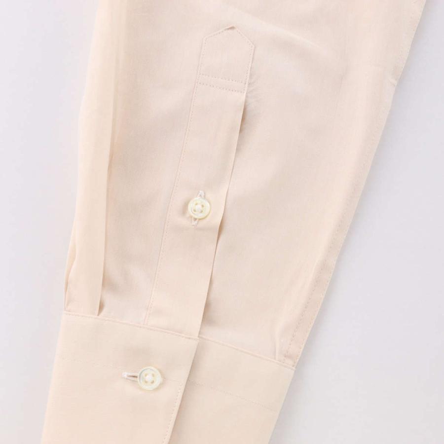 ワイシャツ タブカラー ベージュ 無地 長袖 メンズ 日本製 綿100