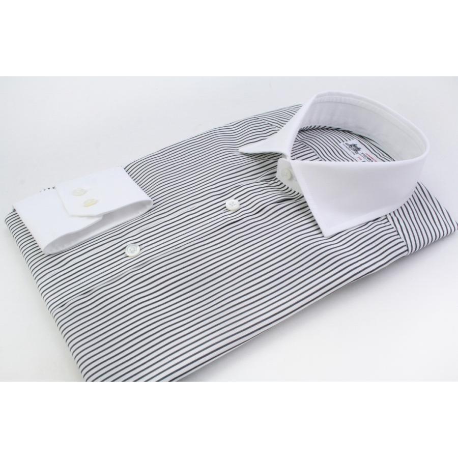 フェアファクス Fairfax クレリック イングリッシュスプレッドカラー ドレスシャツ 白地にブラック ストライプ 綿100 細身 結婚式 ギフト W1849 ドレスシャツshopウィンザーノット 通販 Yahoo ショッピング