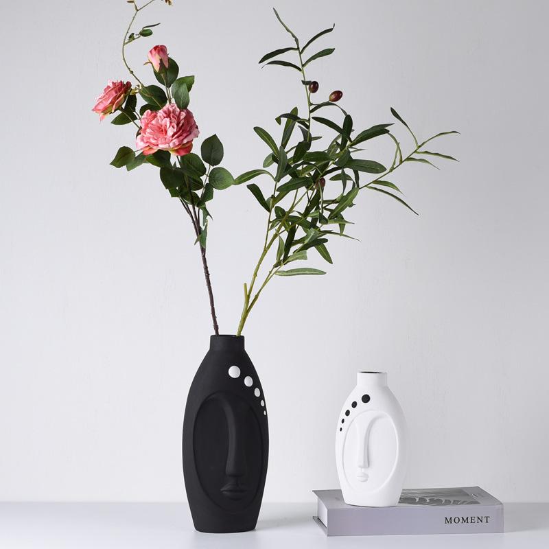 北欧シンプル黒白顔の陶器花瓶 置き物 ホテル 見本部屋 リビングルーム 創意家庭飾り工芸品 Chp 2 ウィンドストア 通販 Yahoo ショッピング