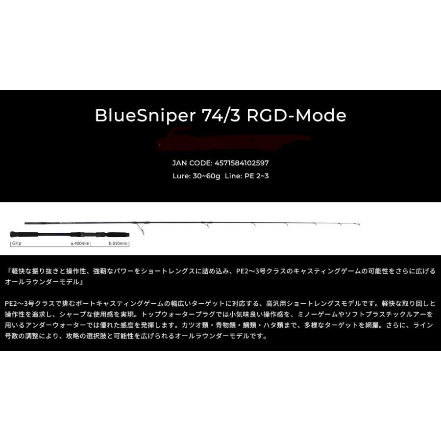 【未使用品】Blue Sniper 74/3 RGD Sale Yamaga Rod Spinning Boat Casting Model Blue Sniper Boat 74/3 RGD