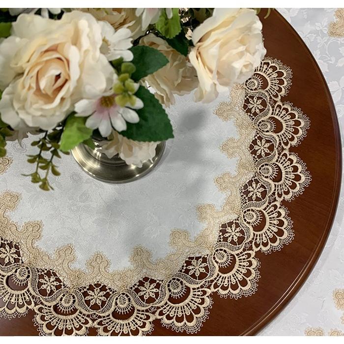 テーブルクロス レース 円形 直径約50cm 送料無料 おしゃれ かわいい テーブルマット 食卓 雑貨 マット ラウンドクロス 日時指定 花 北欧 敷物 水洗い可