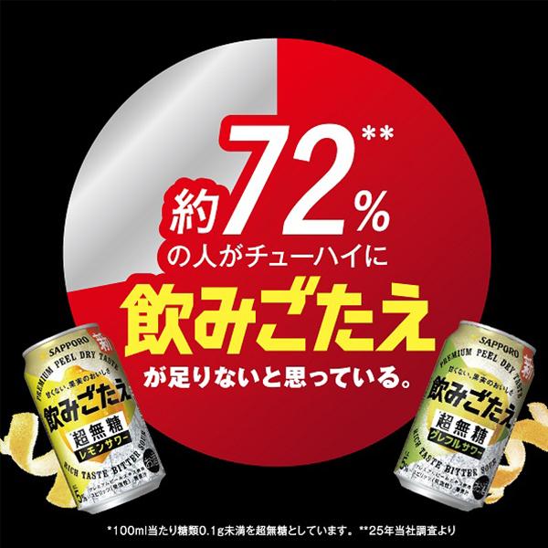 レモンサワー 缶チューハイ 送料無料 サッポロ 飲みごたえ 超無糖