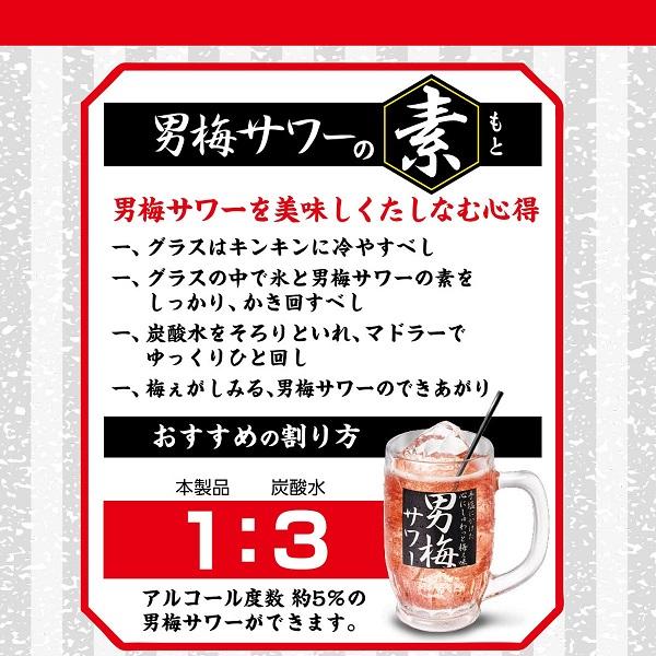 送料無料 サッポロ 男梅サワーの素 20度 500ml瓶×3本(003) 炭酸水で割るだけ｜wine-com｜03