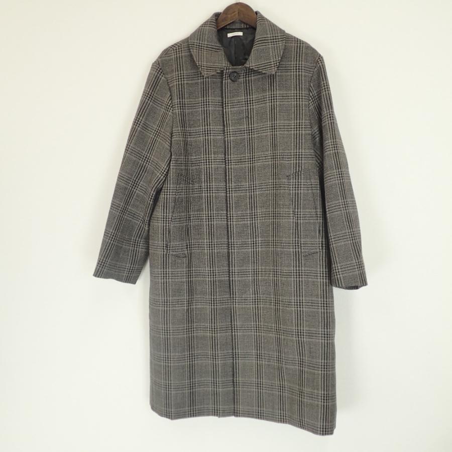 美品/ LENOレノ L1802-C0001 STAND FALL COLLAR COAT グレンチェック 