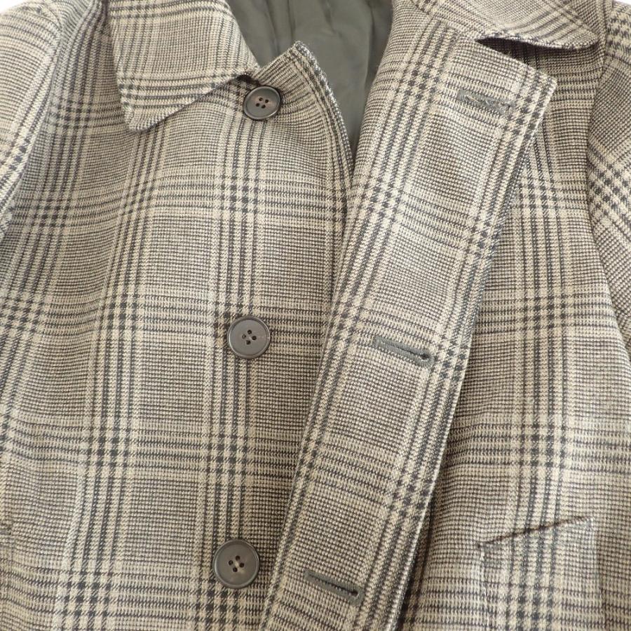 美品/ LENOレノ L1802-C0001 STAND FALL COLLAR COAT グレンチェック 