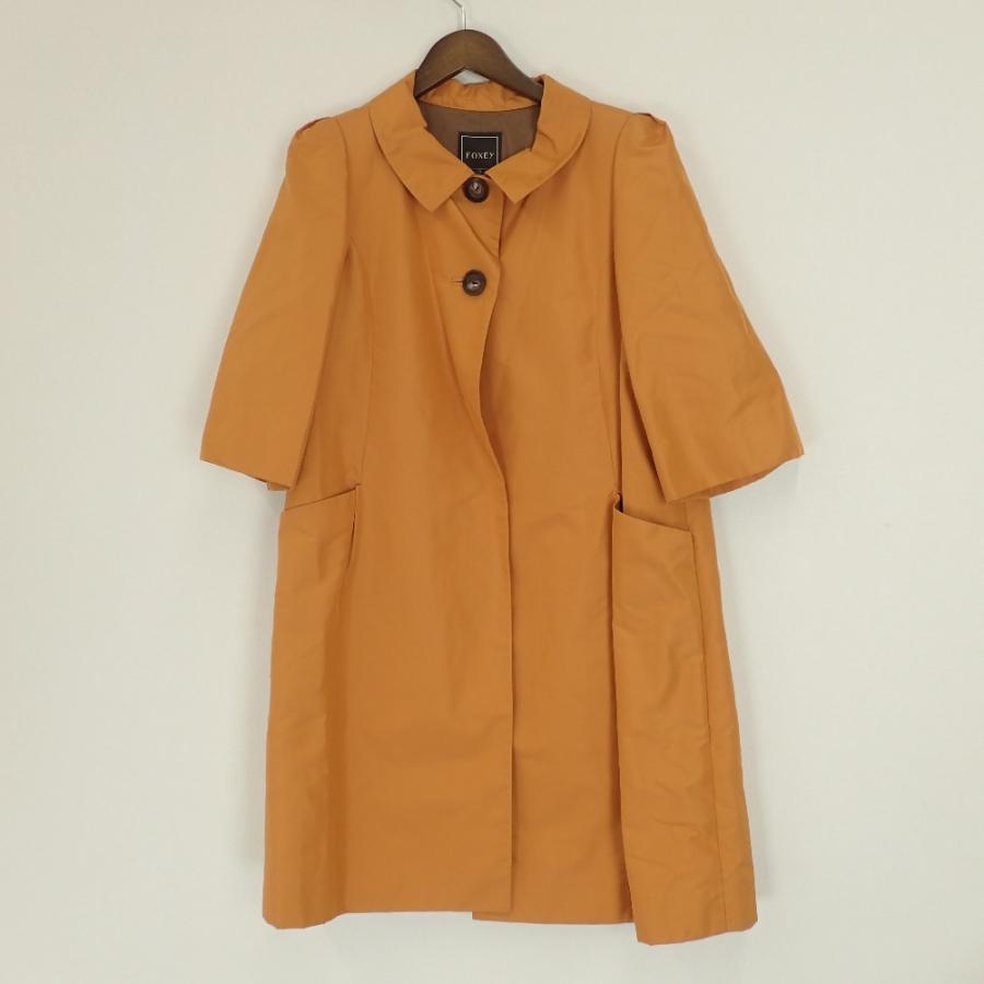 FOXEY フォクシー 26533 シルク100％ スプリング コート 42 オレンジ  